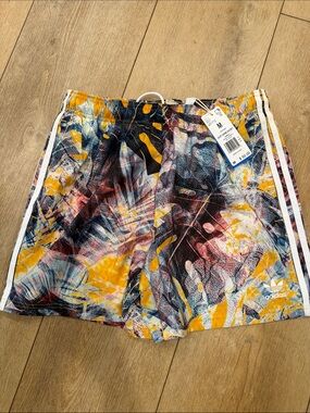 adidas Men's Multicolor Abstract Print Athletic Shorts - Yellow Accent